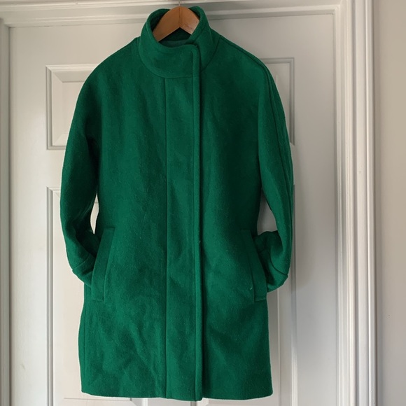 J.Crew Green Wool Blend Mockneck Zip Up Coat - Picture 6 of 16